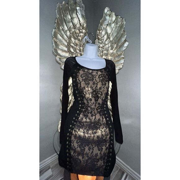 Symphony Dresses & Skirts - Symphony Black Lace Dress with Gold Sequins, Size small